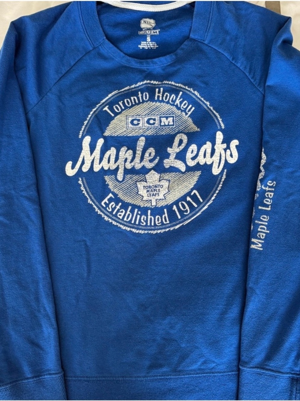 CCM Royal Blue Toronto Maple Leafs Graphic Crewneck Vintage Y2K